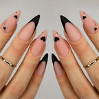 24 PCs Short Square French Heart Simple Nails with 1 Jelly Glue and 1 Nail File