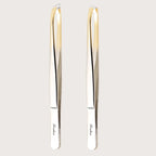 A gold stainless steel eyebrow tweezers, with flat and oblique styles, plucking eyebrows and beard pliers tweezers tools, unisex