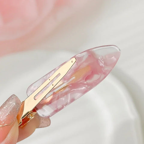 2/4pcs Simple Sakura Pink Seamless Hair Clip Women Acetate Sheet No Bend Bangs Clip Duckbill Clip Hairpins Hair Styling Tool