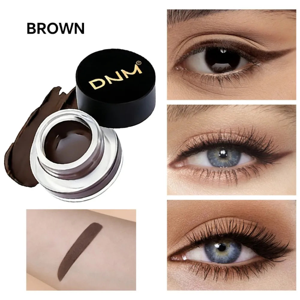 Waterproof Matte Black Eye Liner Paste with Blade Brush Soft Easy Coloring Slim Bold Gel Eyeliner Silkworm Cream Natural Tint