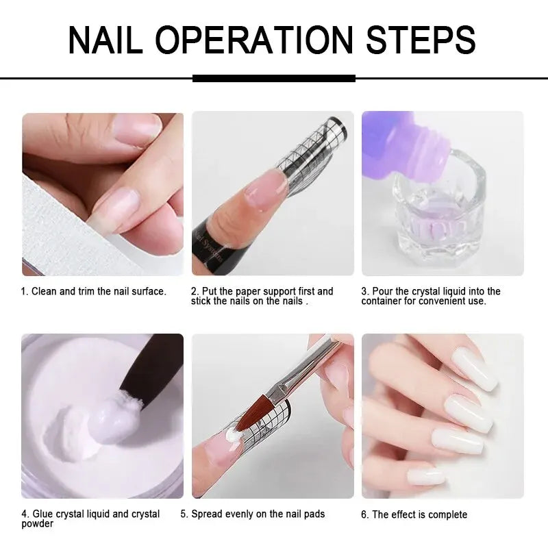Crystal Powder Set Nail Acrylic Powder and Liquid Monomer Nails Art Decoration For Manicure Crystal Nail Glitter 3D Nail Tools