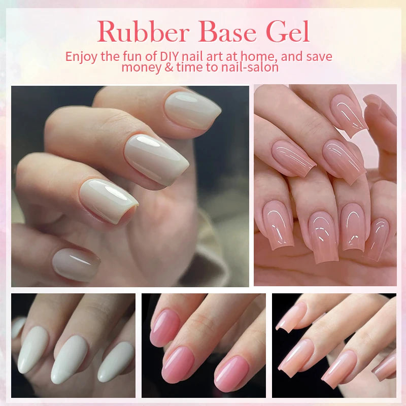 BORN PRETTY 15ml Milky Pink Rubber Base Gel Nail Polish Glitter Semi-Permanent Varnish Soak Off Self Leveling UV LED Polish