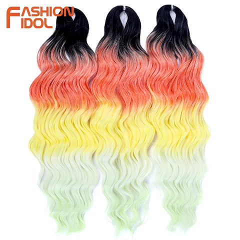 Anna Hair Synthetic Loose Deep Wave Braiding Hair Extensions 24 Inch Water Wave Braid Hair Ombre Blonde Twist Crochet Curly Hair