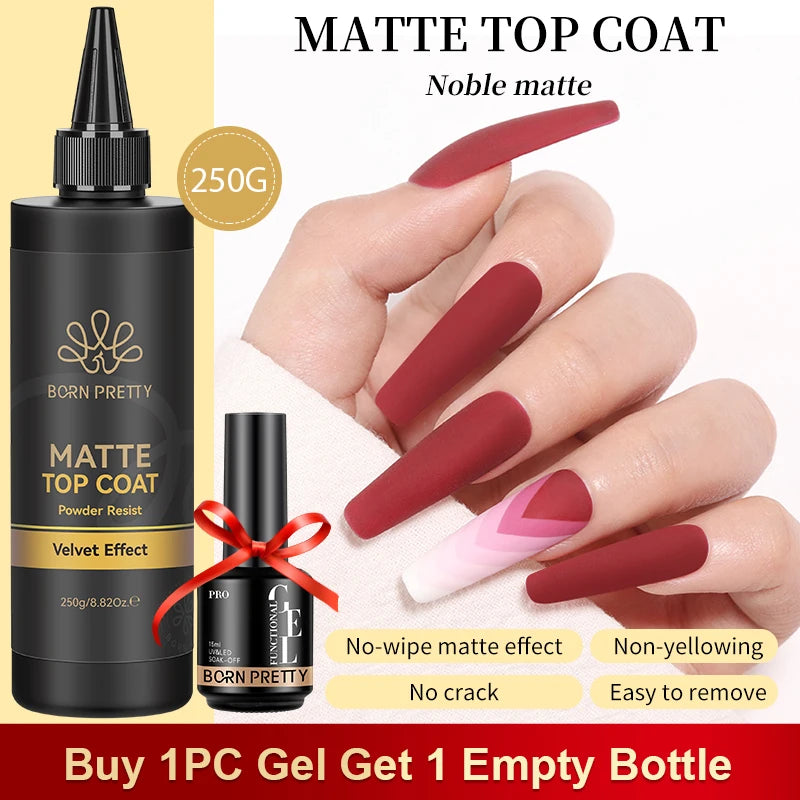 BORN PRETTY 250g Super Top Coat Base Gel Soak off UV LED Drying Long Lasting Semi Permanent Jelly Nude Pink Gel Nail Polish