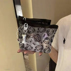 Kawaii Sanrio Hello Kitty Coin Purse Anime Cartoon Fashion KT Mesh Style Portable Makeup Bag Earphone Storage Bag Holiday Gifts