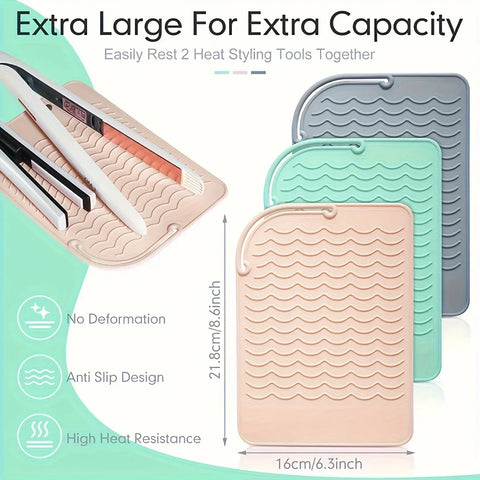 1pc Silicone Heat Resistant Mat For Hair Styling Tools, Pad For Curling lrons And Straighteners, Portable Styling Heat Mat