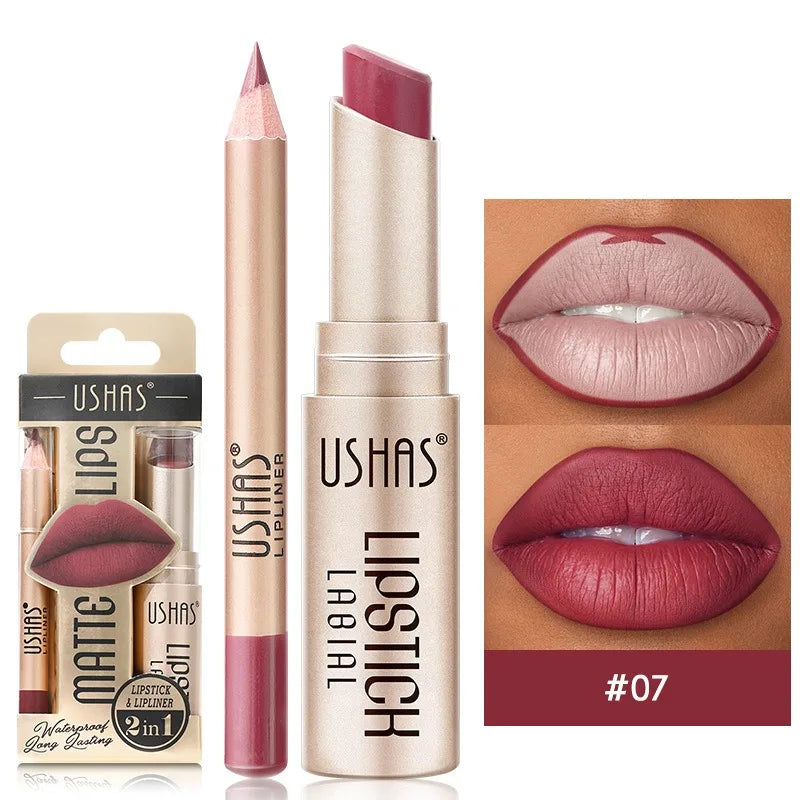 Professional Grade 12 Color Double Ended Lip Liner Lipstick Set Matte High Color Rendering Does Not Fade Waterproof  Sweat Proof