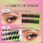 VYRILA Self Adhesive Cluster Lashes Glue-Free DIY Individual Eyelash Extension Natural Soft Lashes No Glue Needed Segmented Lash