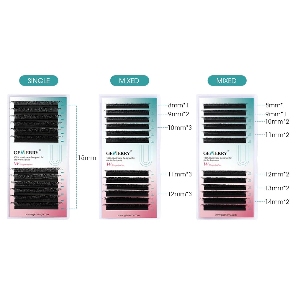 GEMERRY YY/3D/4D/5D/6D Shaped Natural Extension Eyelash Double Layers(3D/4D) Premade Volume W Shape Waterproof Fake Lashes