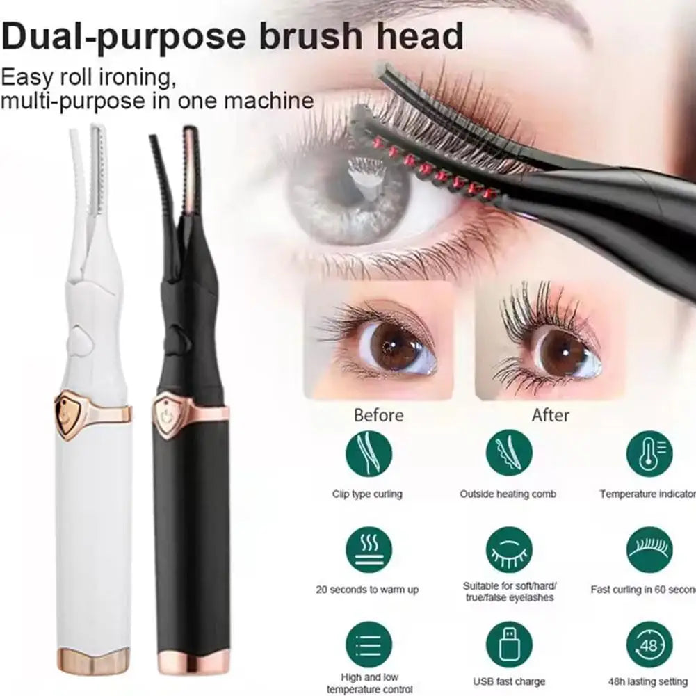 Heated Eyelash Curler for Women Mini USB Rechargeable Finalize Eyelash Tool for Makeup Natural Curling Eye Lashes For Women