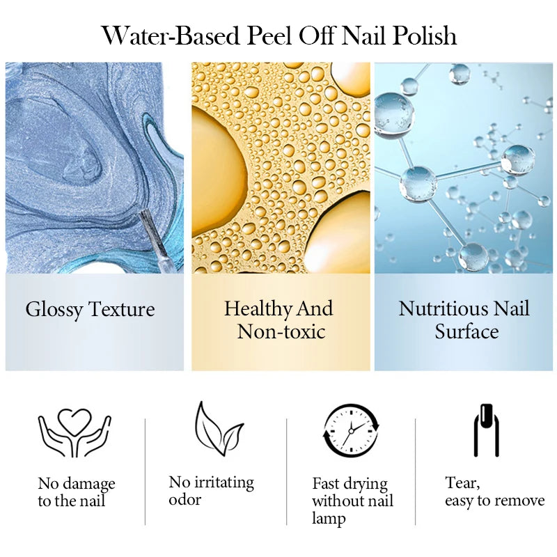 10ml Water-Base Nail Polish 40 Colors Air Dry Peel Off Nail Art For Manicure DIY Long Lasting Nail Supplies Painting Varnish