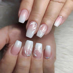 Sweet Gradient Pink Fake Nail Tips Ins Simple Nude Color False Nails Round Head Korean Girl Lady Press on nail Wearable 24pcs