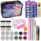 Complete Nail Art Kit with LED Nail Lamp & Manicure Set for Beginners Multi-Color Glitter, French Tips,Nail Drill Tools Included