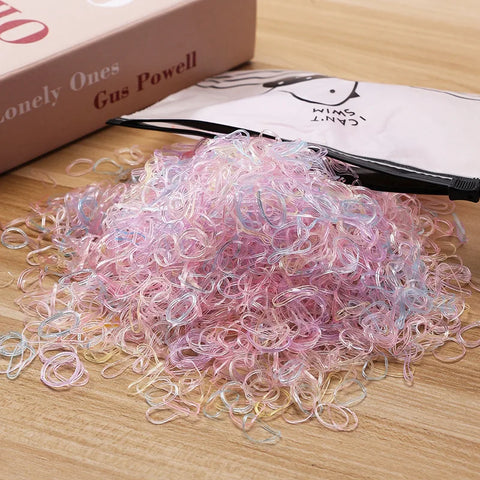 500/1000/2000pcs Girls Colourful Disposable Rubber Band Hair Ties Headband Children Ponytail Holder Bands Kids Hair Accessories