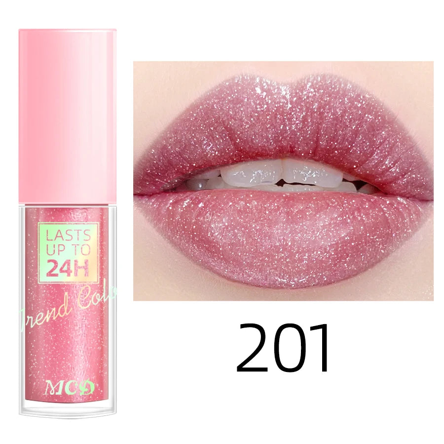 18 Colors Glitter 1pcs Lip Glaze Long Lasting Lip Gloss Waterproof Liquid Lipstick Makeup Lip Oil Lip Tint Moisturizing Lip Balm