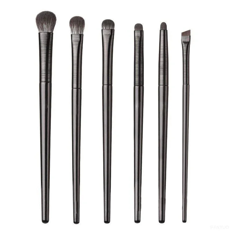 6pcs Black Eye Makeup Brushes Set Professional Contouring Eyeshadow Eyeliner Brush Portable Blending Facial Beauty Cosmetic Tool