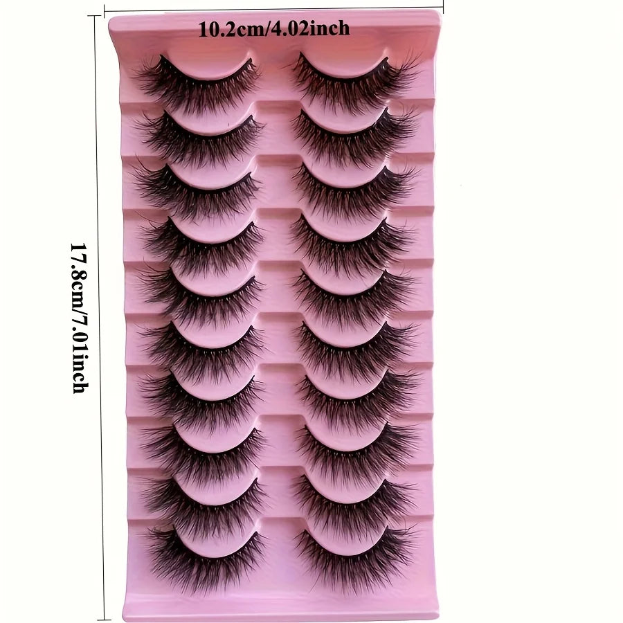 Fluffy False Eyelashes Wispy Lashes 3D Volume Strip Lashes D Curl Fake Eyelashes with Clear Band Eye Lashes