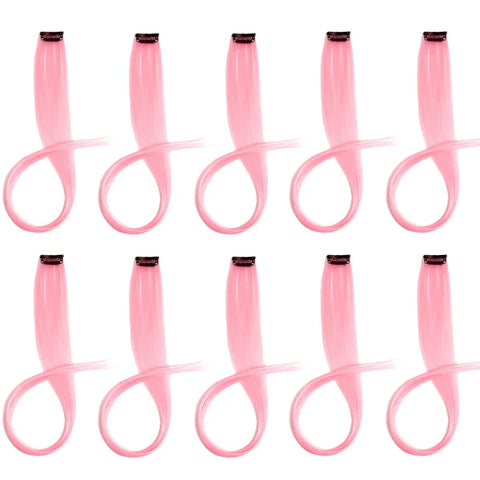 10pcs 22Inch Synthetic Long Straight Hair Extensions Clip in Colored Party Highlights Hairpieces for Women Kids Girls