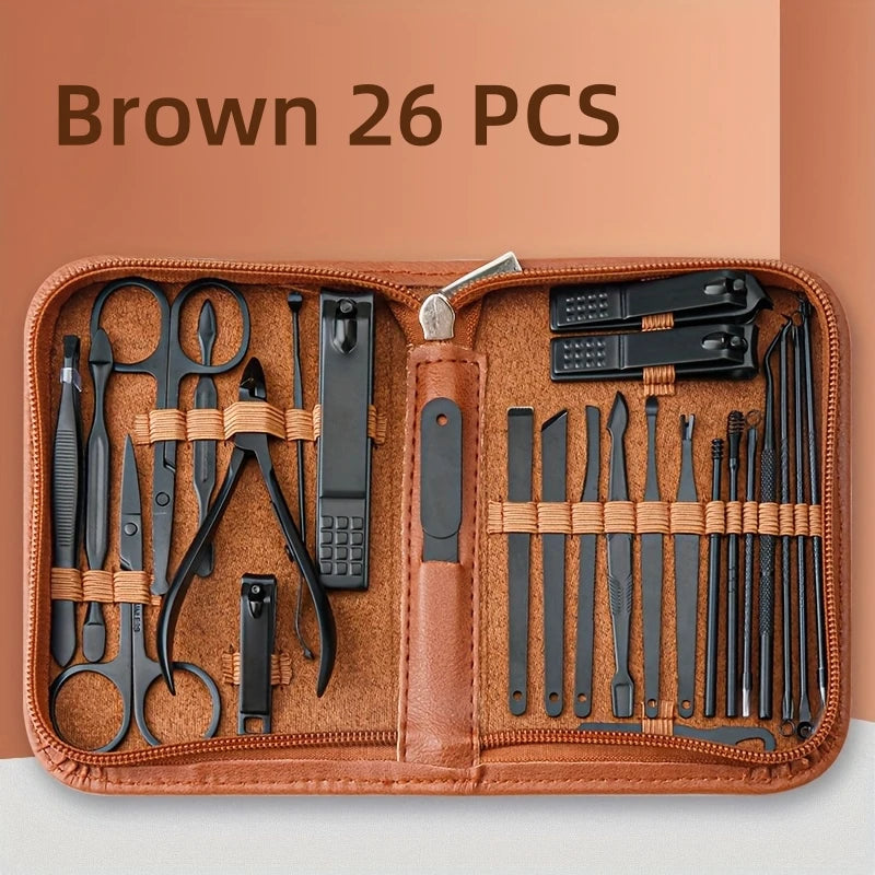 Nail Clipper Kit 26 Pieces Stainless Steel Manicure Kit Manicure Set Professional Nail Care Tools with Luxurious Travel Case