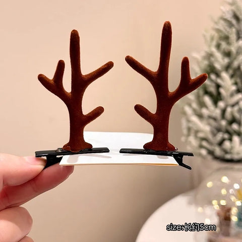 Christmas Hair Accessories 1Pair Cute Cartoon Antler Hair Clips For Women Girls Lovely Hair Ornament Hairpins Barrettes Hairgrip