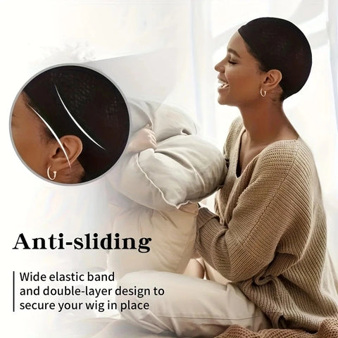 Long Wig Caps, Open End Mesh Net Liner Weaving Cap, Wig Caps ForWomen Black Pack Of 6 Pcs