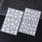 3D White Flower Nail Art Stickers Cute Floral Adhesive Sliders Acrylic Decoration Decals DIY Nail Charms Adhesive Accessories