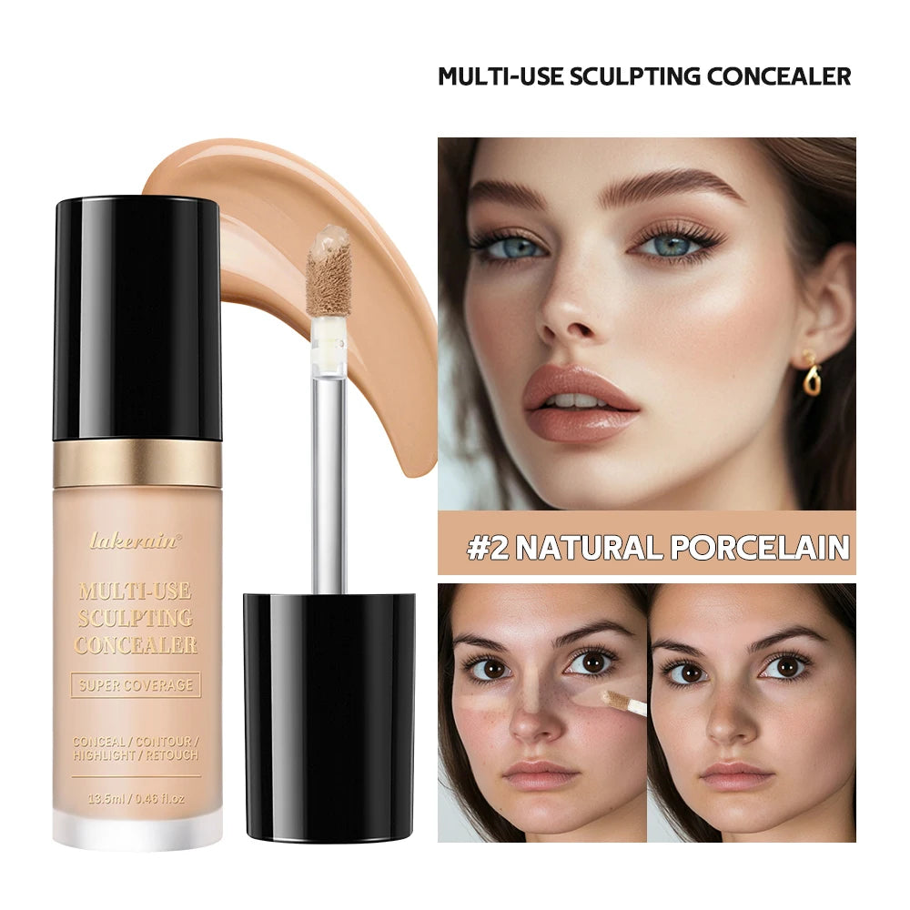 Long-lasting Coverage Concealer Matte Foundation Multi-Use Cream Oil Free Highlight and Retouch Face Makeup Products for Women