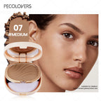 1PC Pressed Powder Foundation, Waterproof, Matte Finish, Full Coverage, Non-Sticky, for All Skin Types, Light to Medium Tone
