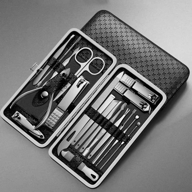Household Daily Grooming Kit 19PCS Stainless Steel Manicure Pedicure Tool Set With Nail Clippers Ear Spoons