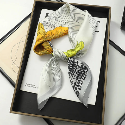 60Colors Luxury Scarf Women 70*70Cm Silk Feel Square Hair Wrapping Foulard Satin Shawl Big Size Head Bandana Hijab Handkerchief