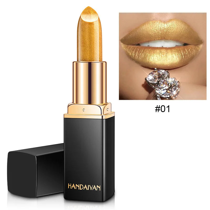 Mermaid Maggie Lipstick 9 Colors Long Lasting Shiny Metallic Lipsticks Pearls Changing Warm Gold Plated Women Lip Cosmetics