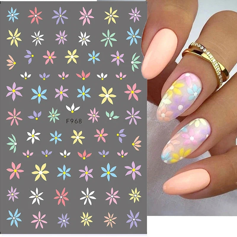 1pcs Sakura Flower 3D Nail Stickers White Cherry Blossom Nail Art Decals Spring Summer Adhesive Slider Decor Wedding Manicure