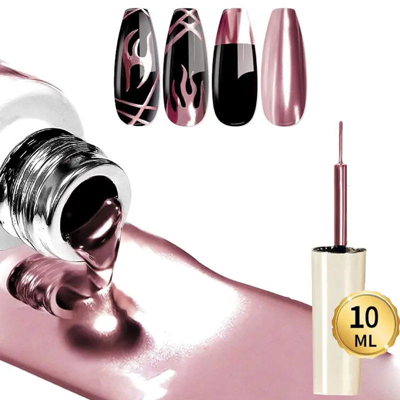 Metallic Painting Gel Chrome Gold Silver Mirror Effect Nail Polish Super Bright Drawing Line French Nail Varnish 5/6/8/10/15ml