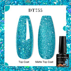 MEET ACROSS 7ml Red Blue Green Metallic Gel Nail Polish Super Bright Mirror Effect Semi Permanent LED UV Gel Nail Art Varnish