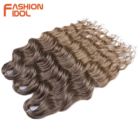 Anna Hair Synthetic Loose Deep Wave Braiding Hair Extensions 24 Inch Water Wave Braid Hair Ombre Blonde Twist Crochet Curly Hair