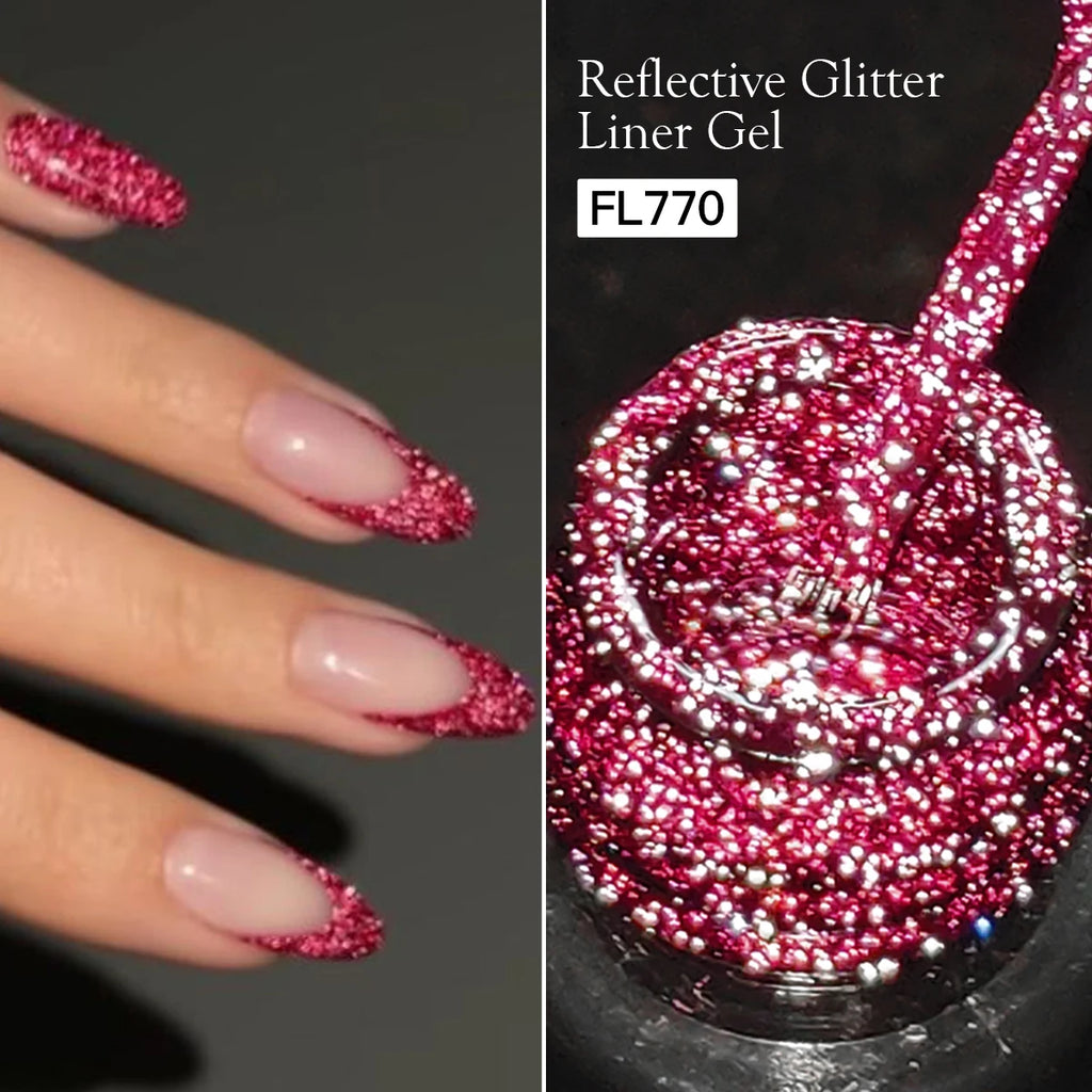 FOUR LILY 5ml Reflective Glitter Liner Nail Gel Polish Gold Silver Red Sparkling Nail Supplies UV/LED Varnish Painting Gel