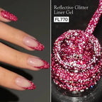 FOUR LILY 5ml Reflective Glitter Liner Nail Gel Polish Gold Silver Red Sparkling Nail Supplies UV/LED Varnish Painting Gel