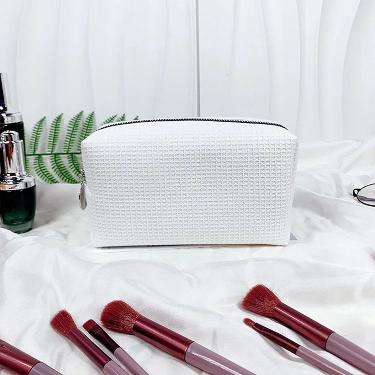New Waffle Cosmetic Bag, Personalized Monogrammed Toiletry Bag, Embroidered Make Up Bag,Bridesmaid Makeup Bag, Wedding Gifts
