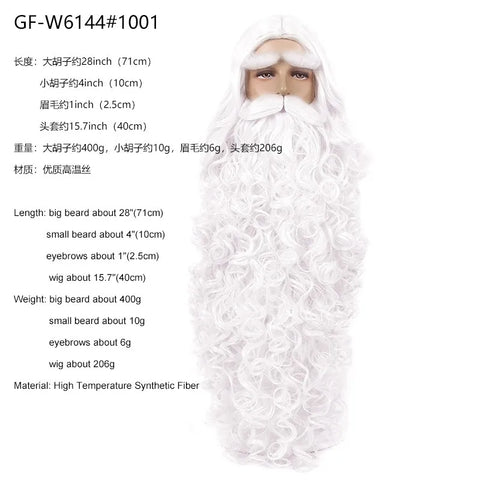 REEWES Christmas Santa Claus Hair Wig+Beard Set Cosplay Accessory Blonde synthetic  Wig For Men Halloween Dress Costume