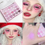 DIKALU Korean heart-shaped 20-color eyeshadow palette matte pearlescent pink purple Sweetheart GIRL party makeup