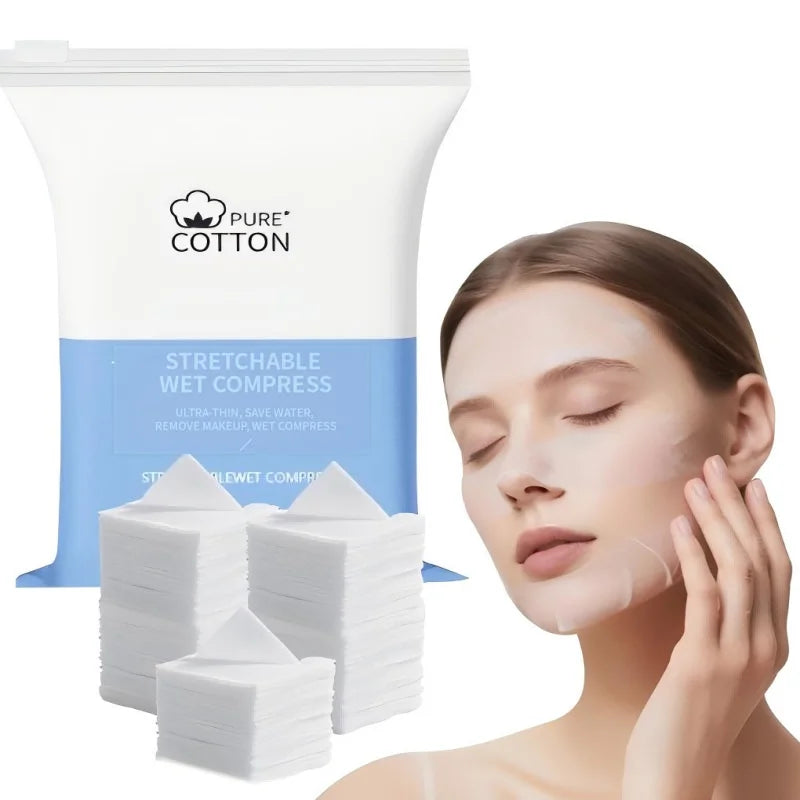 200pcs Thin Cotton Pads, Stretchable Cotton Wipes for Face Thin Silken Wipes Makeup Remover Cotton Pad for Wet Application Toner