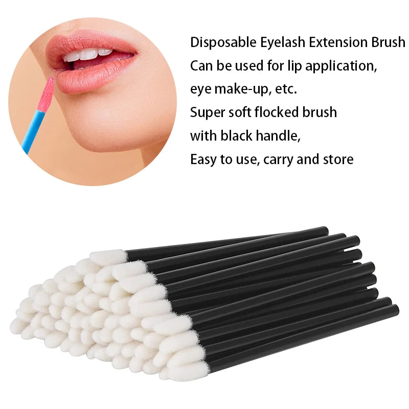 100/200pcs Lip Wands Applicators Eyelashes Brushes Lipstick Brush Mascara Applicator Gloss Wands Eyelash Extension Makeup Tool