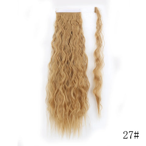 LISI GIRL Synthetic Hair 22''34'' Long Straight Ponytail Wrap Around Ponytail Clip in Hair Extensions Black Hairpiece Headwear