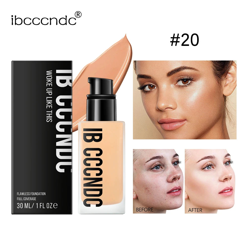 Liquid Foundation Concealer Face Naturally Matte Oil-Control Waterproof Foundation 30Ml 6 Colors Optional Cosmetic
