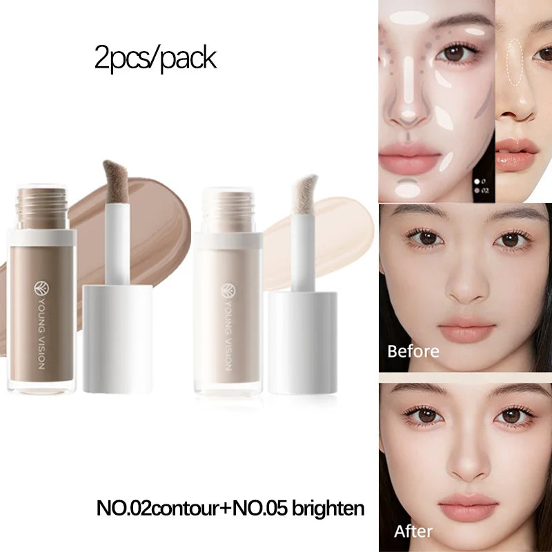 4-Color 3D Face Contour Liquid Bronzer Shade Smooth Highlight Mirror Lasting Natural Nose Shadow Waterproof Brighten Makeup