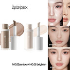 4-Color 3D Face Contour Liquid Bronzer Shade Smooth Highlight Mirror Lasting Natural Nose Shadow Waterproof Brighten Makeup