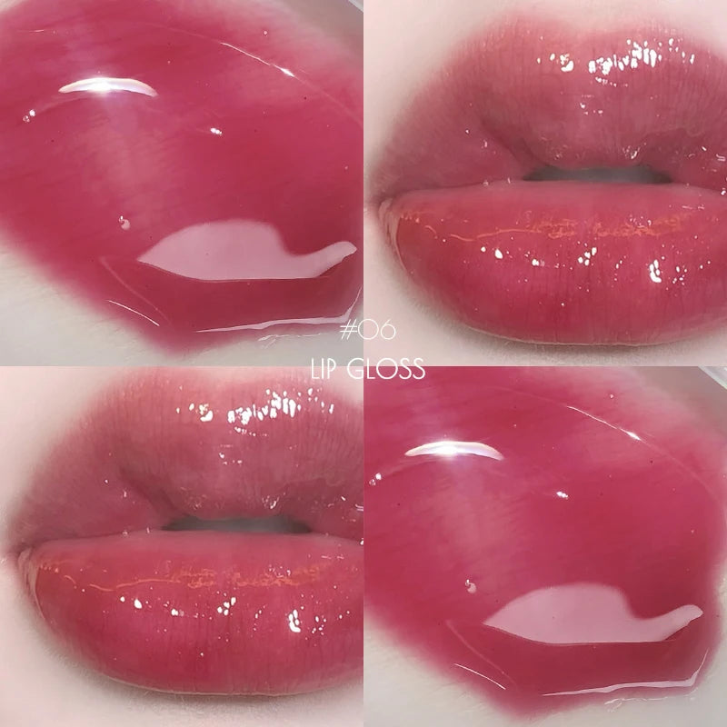 6 Color Mirror Lip Glaze Water Transparent Jelly Gloss Water Light Bright And Durable Natural Moisturizing