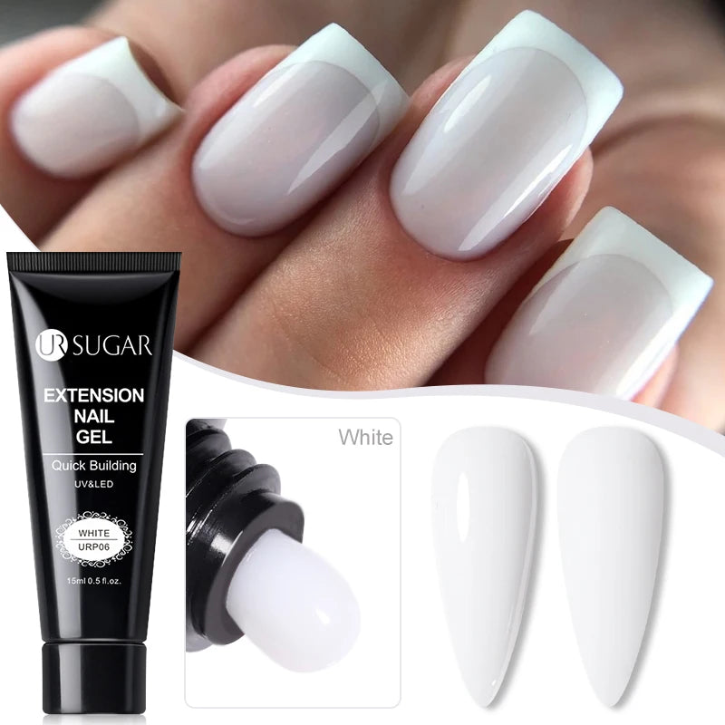 UR SUGAR Milky White Clear Pink Color 15ml Jelly Extension Nail Gel Polish Soak Off UV LED Gel Varnish Manicure Tips Tools