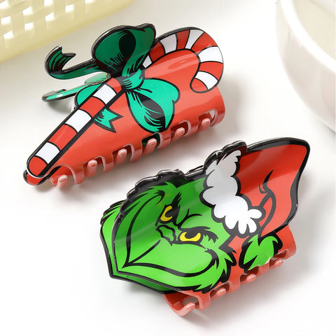 1 pc cute cartoon print Christmas seriesgrab clip hair clip hair clip hair clip hairornament on the back of the head