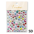 5D Gradient Love Gem Glitter Love Heart Colorful Cat's Eye Rhinestone Soft Self Adhesive Nail Art Stickers Shiny Manicure Decals